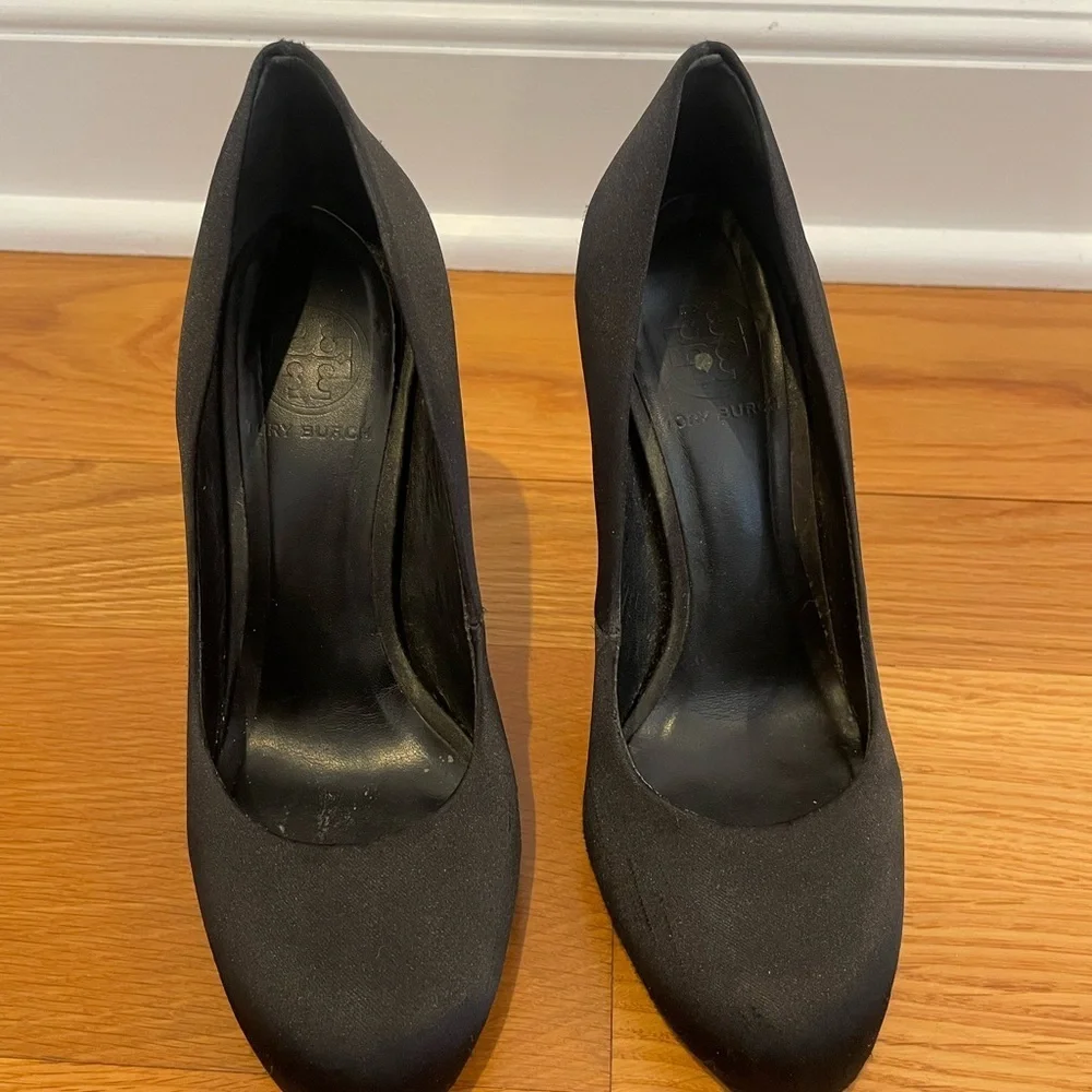 Tory Burch Satin Black Stiletto Heels